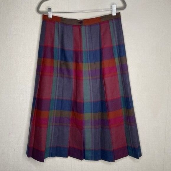 VTG Boundary Waters 100% Wool Tartan Blue/Red Plaid Pleated Skirt Women Size 16 - Picture 7 of 10